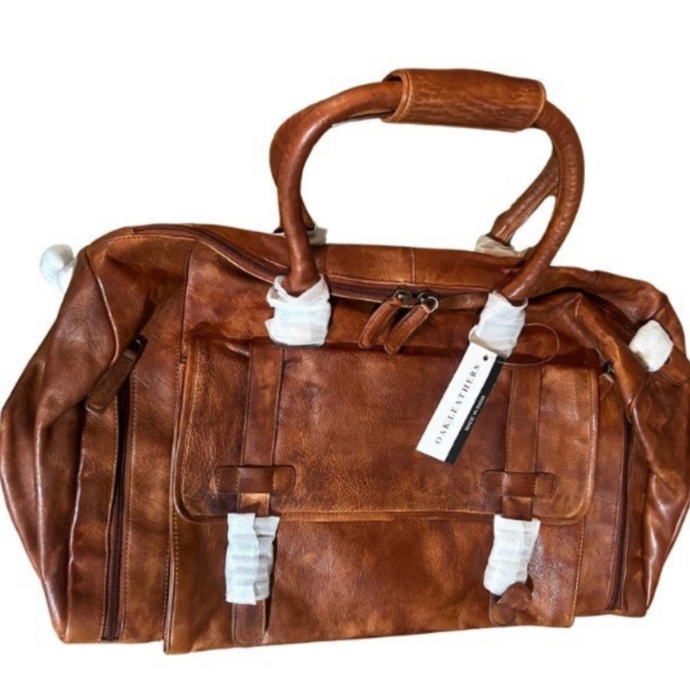 Leather Weekender Travel Duffel Bag